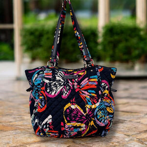 Vera Bradley Quilted Butterfly Tote Bag Multicolor Shoulder Purse